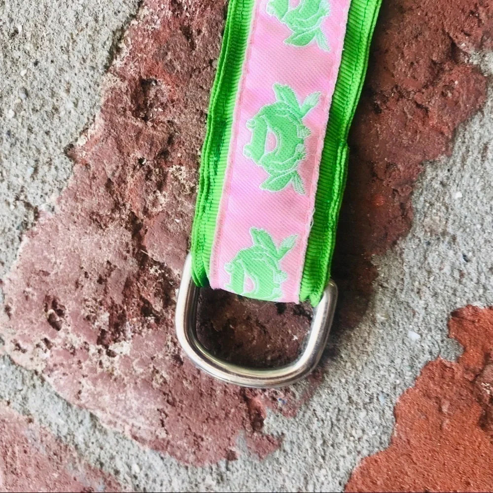 Pink & green preppy ribbon 80's frog belt